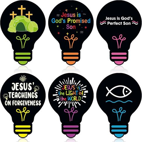 Eaasty 144 Pcs 4.6 x 3.2'' 2026 Vbs Vacation Bible School Memory Tags Illumination Theme Light Bulb Tags Double-Sided Printed for Jesus Faith Learning Church Activity Supplies in Kuwait