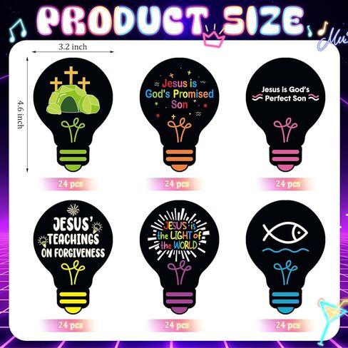 Eaasty 144 Pcs 4.6 x 3.2'' 2026 Vbs Vacation Bible School Memory Tags Illumination Theme Light Bulb Tags Double-Sided Printed for Jesus Faith Learning Church Activity Supplies in Kuwait