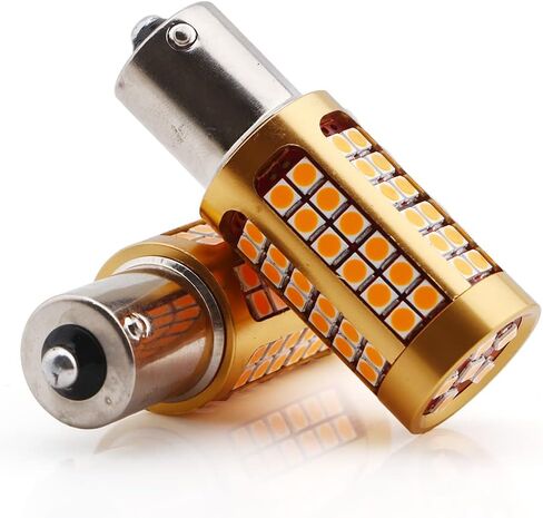 YM E-Bright 2200Lumen 1156 لمبة LED، لا يوجد فلاش فرط BA15S P21W 1141 7506 لمبة إشارة الانعطاف الأمامية الخلفية، أضواء إشارة الانعطاف LED خالية من الأخطاء في Canbus أصفر كهرماني 3030 شرائح 78SMD (حزمة من 2) in Kuwait