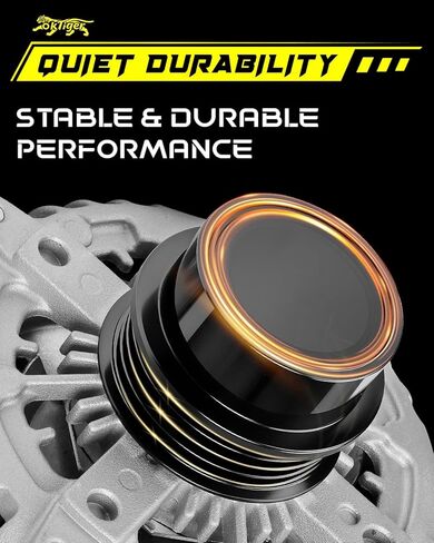 Oktiger 2.3L 200A Upgraded Alternator for Ford for Mustang 2015-2023 RWD Only Ecoboost, Ecoboost Premium 2.3L, L4 Gas 12V 200Amp Clockwise 4-Groove Decoupler Pulley, OE FR3T-10300-FA in Kuwait