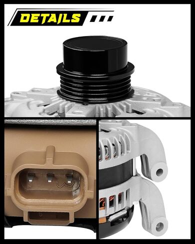 Oktiger 2.3L 200A Upgraded Alternator for Ford for Mustang 2015-2023 RWD Only Ecoboost, Ecoboost Premium 2.3L, L4 Gas 12V 200Amp Clockwise 4-Groove Decoupler Pulley, OE FR3T-10300-FA in Kuwait
