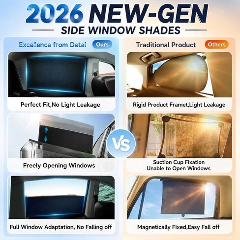 DMJN Car Window Shades for Baby (100% Efficient Block UV & Scorching Sun) Car Privacy Shades for Side Windows,Easy to Install,Nano Ice-Crystal Coatings-Universal Fit (Large),2 Pack in Saudi Arabia