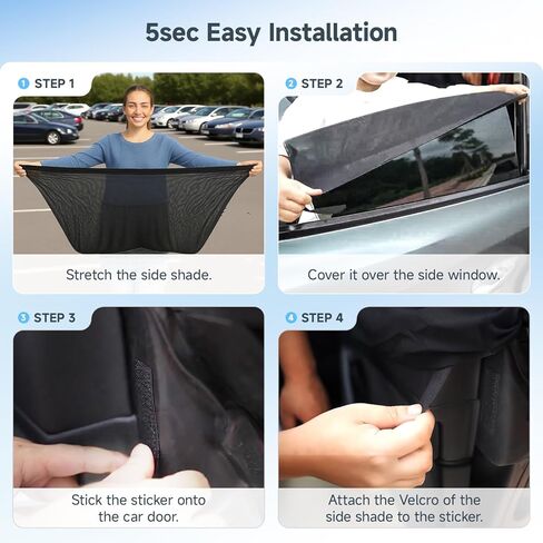 DMJN Car Window Shades for Baby (100% Efficient Block UV & Scorching Sun) Car Privacy Shades for Side Windows,Easy to Install,Nano Ice-Crystal Coatings-Universal Fit (Large),2 Pack in Saudi Arabia