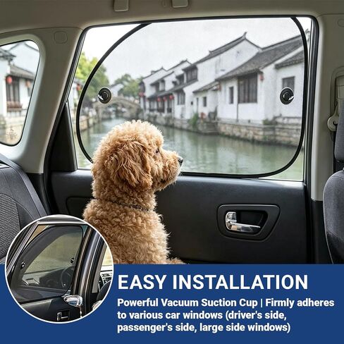 2 PCS Car Window Shade, 25.5 x 14.9 Inch Mesh Sunshade with Suction Cups for Side Windows, Glare and UV Rays Protection, Baby Side Window Car Sun Shades, Universal for Most Car, Truck, SUV in Saudi Arabia