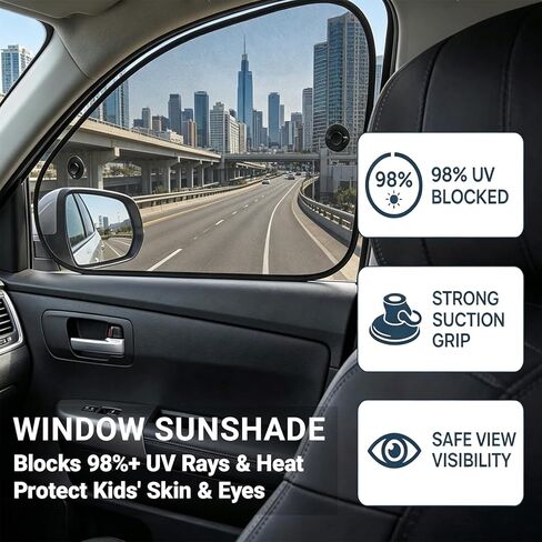 2 PCS Car Window Shade, 25.5 x 14.9 Inch Mesh Sunshade with Suction Cups for Side Windows, Glare and UV Rays Protection, Baby Side Window Car Sun Shades, Universal for Most Car, Truck, SUV in Saudi Arabia