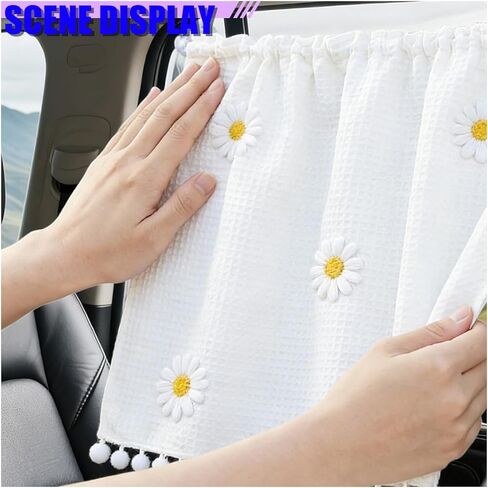 Cute Car Window Sun Shade, 27" x 20" Automotive Side Window Privacy Curtains with Suction Cup, Sun Blackout UV Protection Vehicle Windows Screen Shades for Baby and Pet(Flower) in Saudi Arabia