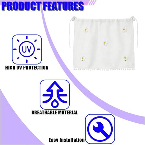 Cute Car Window Sun Shade, 27" x 20" Automotive Side Window Privacy Curtains with Suction Cup, Sun Blackout UV Protection Vehicle Windows Screen Shades for Baby and Pet(Flower) in Saudi Arabia