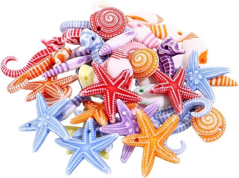 Toyvian 48pcs Mini Resin Beach Seashells: Sea Shell, Sea Stars, Conch & Seahorses - Ideal for Fish Tank Decorations Home Decor, Beach Parties & DIY Crafts (Random Color) in Saudi Arabia