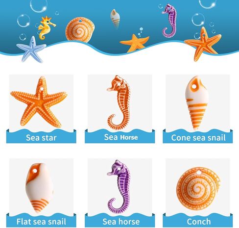 Toyvian 48pcs Mini Resin Beach Seashells: Sea Shell, Sea Stars, Conch & Seahorses - Ideal for Fish Tank Decorations Home Decor, Beach Parties & DIY Crafts (Random Color) in Saudi Arabia