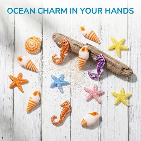 Toyvian 48pcs Mini Resin Beach Seashells: Sea Shell, Sea Stars, Conch & Seahorses - Ideal for Fish Tank Decorations Home Decor, Beach Parties & DIY Crafts (Random Color) in Saudi Arabia