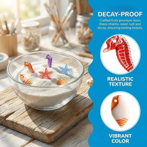 Toyvian 48pcs Mini Resin Beach Seashells: Sea Shell, Sea Stars, Conch & Seahorses - Ideal for Fish Tank Decorations Home Decor, Beach Parties & DIY Crafts (Random Color) in Saudi Arabia
