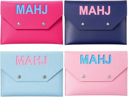 4-Pack Leather Mahjong Card Holder for Mahjong NMJL Rule Cards & Mahjong Shuffler Cards, Protective Envelope Bag for Mahjong Card, Mahj Friends Gift Set (8x6 inch) in Saudi Arabia