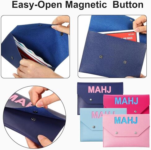 4-Pack Leather Mahjong Card Holder for Mahjong NMJL Rule Cards & Mahjong Shuffler Cards, Protective Envelope Bag for Mahjong Card, Mahj Friends Gift Set (8x6 inch) in Saudi Arabia