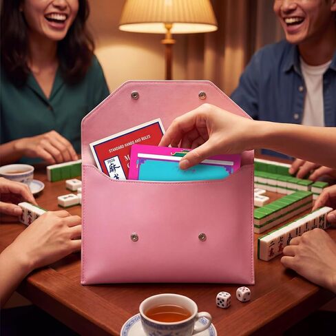 4-Pack Leather Mahjong Card Holder for Mahjong NMJL Rule Cards & Mahjong Shuffler Cards, Protective Envelope Bag for Mahjong Card, Mahj Friends Gift Set (8x6 inch) in Saudi Arabia