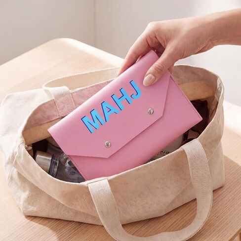 4-Pack Leather Mahjong Card Holder for Mahjong NMJL Rule Cards & Mahjong Shuffler Cards, Protective Envelope Bag for Mahjong Card, Mahj Friends Gift Set (8x6 inch) in Saudi Arabia