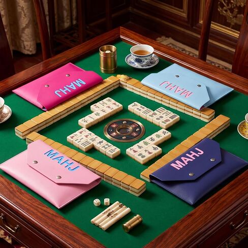 4-Pack Leather Mahjong Card Holder for Mahjong NMJL Rule Cards & Mahjong Shuffler Cards, Protective Envelope Bag for Mahjong Card, Mahj Friends Gift Set (8x6 inch) in Saudi Arabia