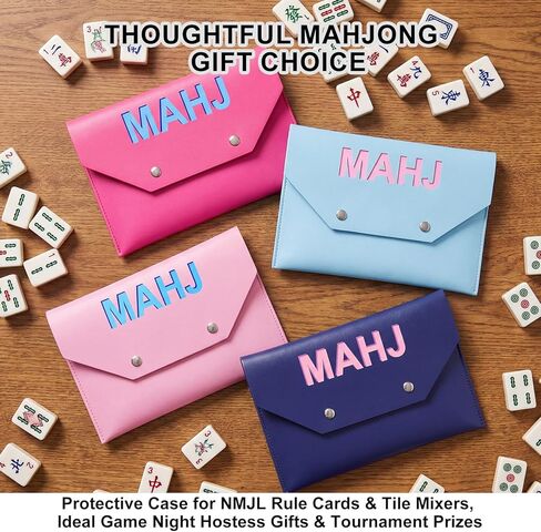 4-Pack Leather Mahjong Card Holder for Mahjong NMJL Rule Cards & Mahjong Shuffler Cards, Protective Envelope Bag for Mahjong Card, Mahj Friends Gift Set (8x6 inch) in Saudi Arabia