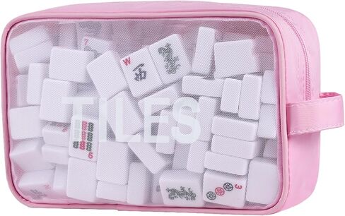 Mahjong Tile Bag with Zipper,Mahjong Bag Fits 166 Tiles (1.2" Size),Mahjong Gifts for Women with Lightweight & Thickened Mesh Fabric,9 x 5.9 x3.1 inch (Black) in Saudi Arabia