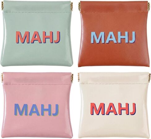 Mahjong Dice Bags (4-Piece Set) - Waterproof PU Vegan Leather Squeeze Pouches for American Mahjong Accessories, Mini Coin Purse for Dice, Chips, and Tiles Storage in Saudi Arabia