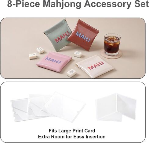 Mahjong Dice Bags (4-Piece Set) - Waterproof PU Vegan Leather Squeeze Pouches for American Mahjong Accessories, Mini Coin Purse for Dice, Chips, and Tiles Storage in Saudi Arabia
