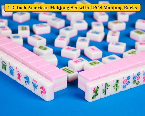 Pink American Mahjong Game Set 166 Mahjong Tile Set 1.2-inch American Mahjong Tile Set with 4PCS Mahjong Racks with Pushers in Saudi Arabia