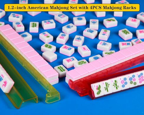 Pink American Mahjong Game Set 166 Mahjong Tile Set 1.2-inch American Mahjong Tile Set with 4PCS Mahjong Racks with Pushers in Saudi Arabia