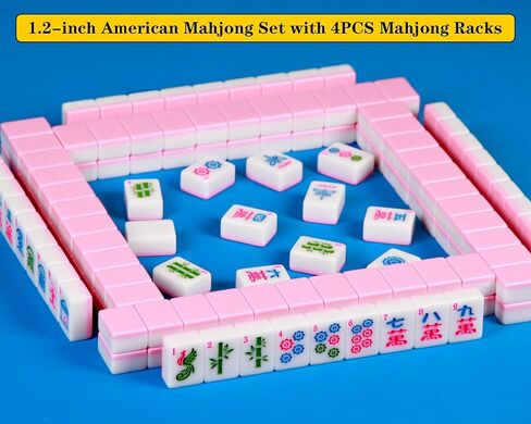 Pink American Mahjong Game Set 166 Mahjong Tile Set 1.2-inch American Mahjong Tile Set with 4PCS Mahjong Racks with Pushers in Saudi Arabia