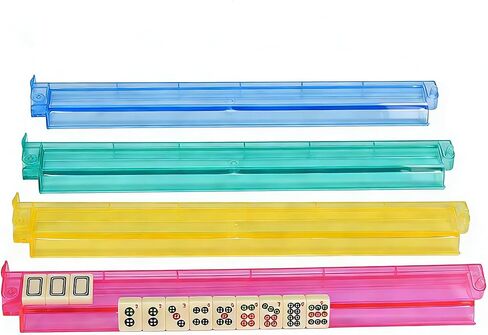 Mahjong Racks with Pushers – Premium One-Piece Rotating Acrylic Racks with 4 Colors, Compatible with American Mahjong in Saudi Arabia