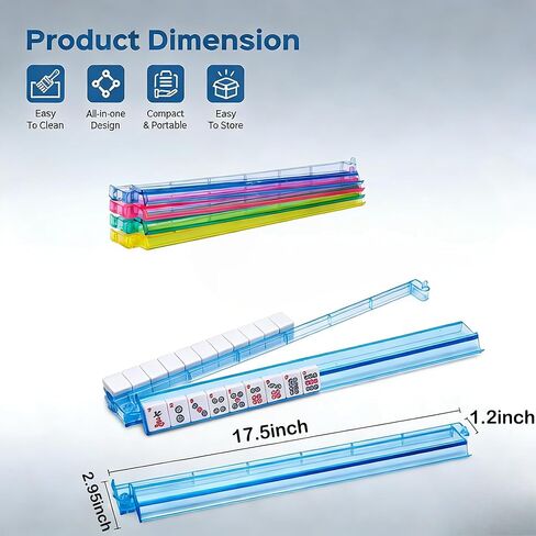 Mahjong Racks with Pushers – Premium One-Piece Rotating Acrylic Racks with 4 Colors, Compatible with American Mahjong in Saudi Arabia