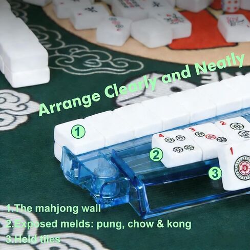 Mahjong Racks with Pushers – Premium One-Piece Rotating Acrylic Racks with 4 Colors, Compatible with American Mahjong in Saudi Arabia