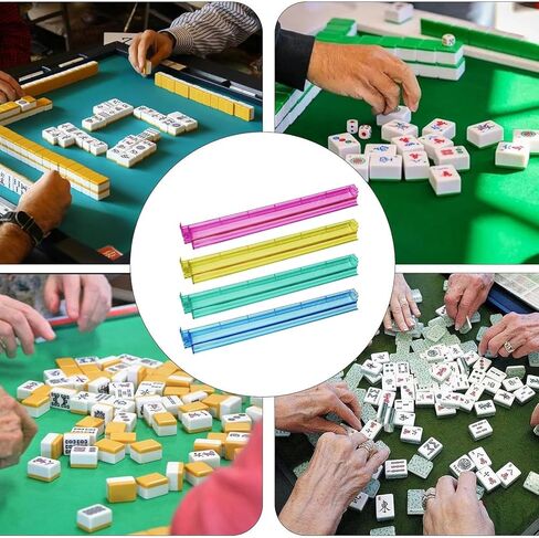 Mahjong Racks with Pushers – Premium One-Piece Rotating Acrylic Racks with 4 Colors, Compatible with American Mahjong in Saudi Arabia