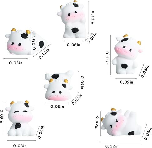 6Pcs Cute Cow Car Dashboard Decor, Cow Print Rear View Mirror Ornament & Desk Decoration, Funny Car Interior Accessories for Women Teen Girls in Kuwait
