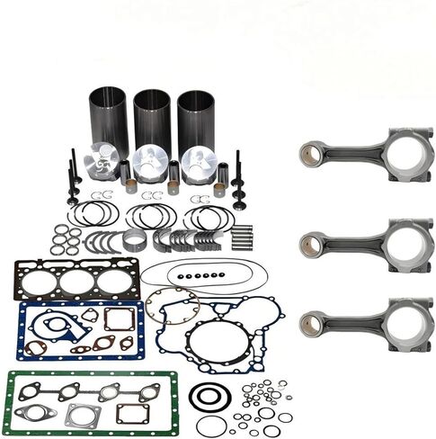 D1803-CR D1803 طقم إعادة البناء الشامل + 3 قطع توصيل قضيب 1J801-21111 1J80121111 متوافق مع Kubota D1803-CR D1803 Engine L2800F L3240F L3540GST غرفة جرار 49 مم in Kuwait