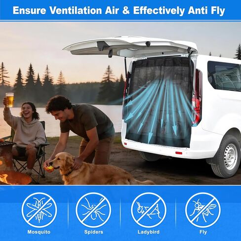 Mosquito Screen for Mercedes-Benz Sprinter (Standard Roof) Tailgate Mosquito Net for Campervans and RVs Mosquito Net Fine Fiberglass Mesh 65"x65" Inch in Kuwait