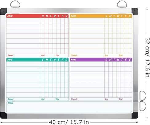 EAONE 16 x 12.6 in Magnetic Dry Erase Chore Chart & Whiteboard for Multiple Kids/Teens/Adults, Double Sided Chore Board Weekly Calendar for Wall, Aluminum Frame, 8 Markers, 4 Magnetic Pins, 1 Eraser in Saudi Arabia