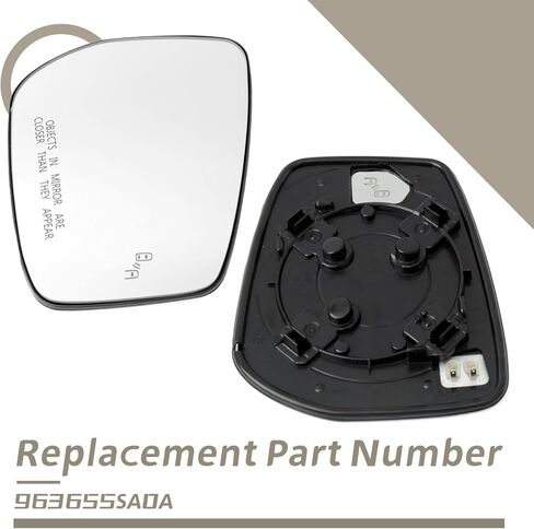 963655SA0A Passenger Side Mirror Glass Replacement for Nissan Kicks 2018-2024 for Versa 2020-2026 for LEAF 2018-2025 Heated Rear View Mirrors Glass with Blind Spot and Plastic Backing Plate in Kuwait