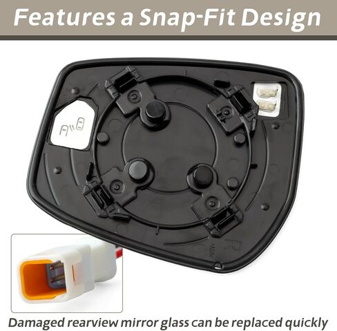 963655SA0A Passenger Side Mirror Glass Replacement for Nissan Kicks 2018-2024 for Versa 2020-2026 for LEAF 2018-2025 Heated Rear View Mirrors Glass with Blind Spot and Plastic Backing Plate in Kuwait