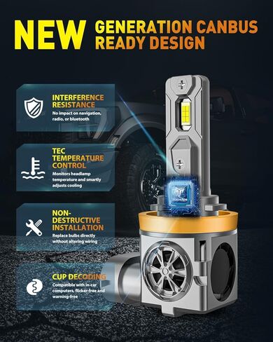 Termitor Upgraded H11/H9 Bulbs, 80,000LM Ultra Brightness, 6500K Cool White 1:1 Mini Size No Adapter Required, 80,000hrs+ Lifespan, H16 H8 Driving Lights, Plug-N-Play, Pack of 2 in Saudi Arabia