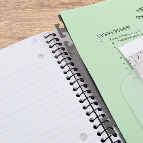 Five Star Advance Spiral Notebook + Study App, 3 Subject, 8.5" x 11" College Ruled Paper, 150 Sheets, Spiral Guard, Movable Tabbed Dividers, Prom Pink (820060R) in Kuwait