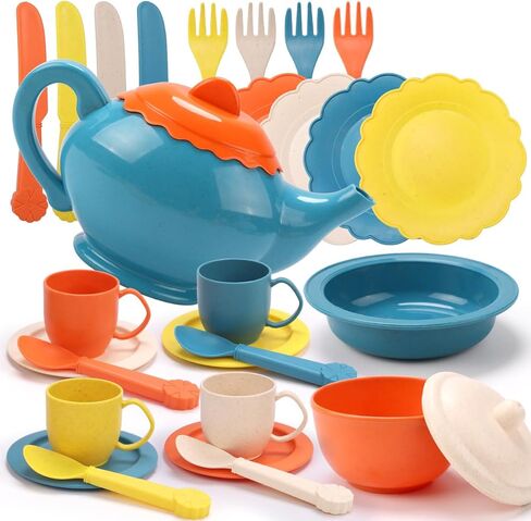 Pretend Play Kitchen Accessories, Kids Kitchen Toys for Boys Girls 3+ Year Old, Afternoon Tea Party Playset Toys, Christmas New Year Toy Gifts for Children in Saudi Arabia