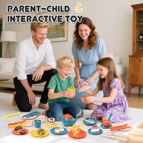 Pretend Play Kitchen Accessories, Kids Kitchen Toys for Boys Girls 3+ Year Old, Afternoon Tea Party Playset Toys, Christmas New Year Toy Gifts for Children in Saudi Arabia