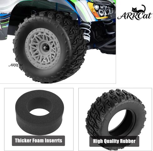 RC 12mm Hex Short Course Truck Wheels Tires for 1/10 Slash 4x4 BL-2S 2WD Red cat Blackout SC L0si SCT Team Associated SC10 HPI,RC Wheels and Tires with Foam Inserts(4Pcs),Grey in Saudi Arabia