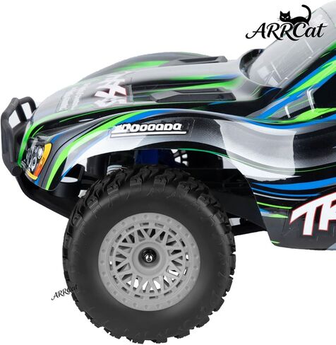 RC 12mm Hex Short Course Truck Wheels Tires for 1/10 Slash 4x4 BL-2S 2WD Red cat Blackout SC L0si SCT Team Associated SC10 HPI,RC Wheels and Tires with Foam Inserts(4Pcs),Grey in Saudi Arabia