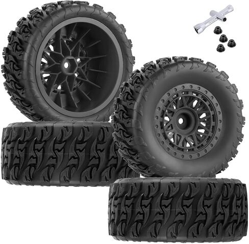 RC 12mm Hex Short Course Truck Wheels Tires for 1/10 Slash 4x4 BL-2S 2WD Red cat Blackout SC L0si SCT Team Associated SC10 HPI,RC Wheels and Tires with Foam Inserts(4Pcs),Grey in Saudi Arabia