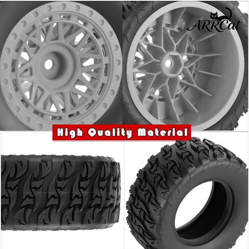 RC 12mm Hex Short Course Truck Wheels Tires for 1/10 Slash 4x4 BL-2S 2WD Red cat Blackout SC L0si SCT Team Associated SC10 HPI,RC Wheels and Tires with Foam Inserts(4Pcs),Grey in Saudi Arabia