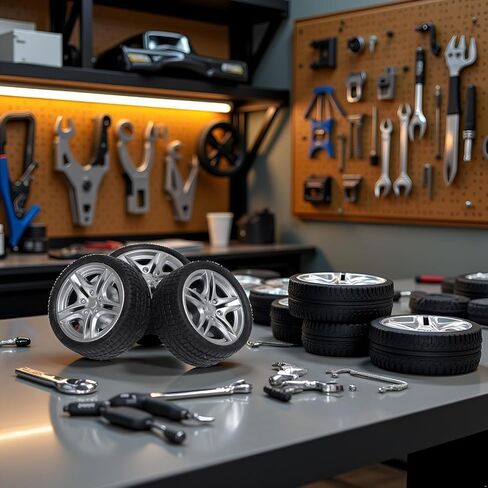 4Pcs Black Tires,48mm Simulation Rubber Wheel Tire Wheel Toy Model DIY RC Spare Parts Easy Installation Small in Size,Tire and Wheel Sets,Remote and App Controlled Vehicles and Parts,Wheels and Tires in Saudi Arabia