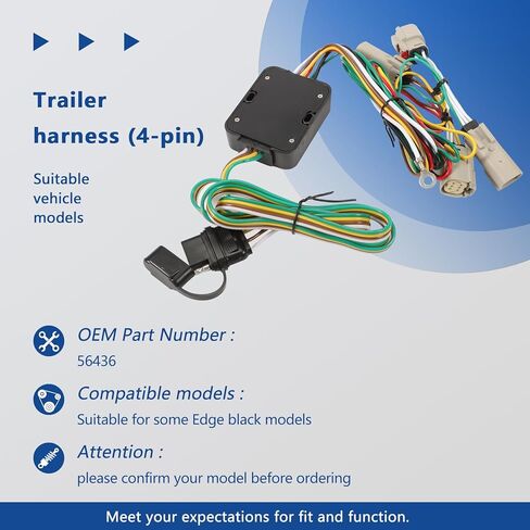4-Pin Trailer Wiring Harness 56436 Fits Edge 2019-2024 SE SEL Vehicle-Side Custom, 4-Way Flat Output Custom Wiring Harness in Kuwait