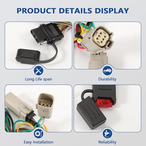 4-Pin Trailer Wiring Harness 56436 Fits Edge 2019-2024 SE SEL Vehicle-Side Custom, 4-Way Flat Output Custom Wiring Harness in Kuwait