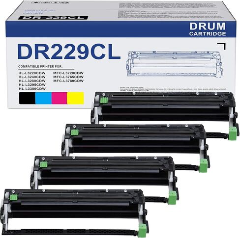 مجموعة وحدة الطبل DR229CL مكونة من 4 قطع بديلة لوحدة الطبل Brother DR229CL DR-229CL لحبر الطابعة TN229 TN229XL MFC-L3780CDW MFC-L3720CDW MFC-L3765CDW (وليس الحبر) in Kuwait
