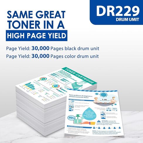 مجموعة وحدة الطبل DR229CL مكونة من 4 قطع بديلة لوحدة الطبل Brother DR229CL DR-229CL لحبر الطابعة TN229 TN229XL MFC-L3780CDW MFC-L3720CDW MFC-L3765CDW (وليس الحبر) in Kuwait